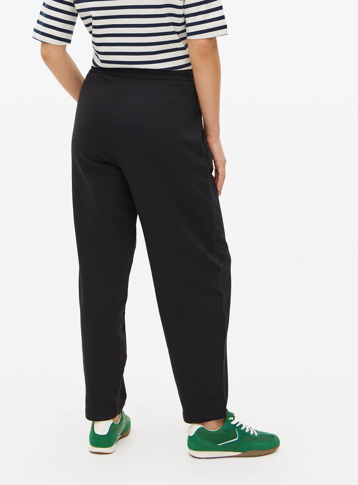 Black Cotton Blend Barrel Leg Joggers S - Image 4