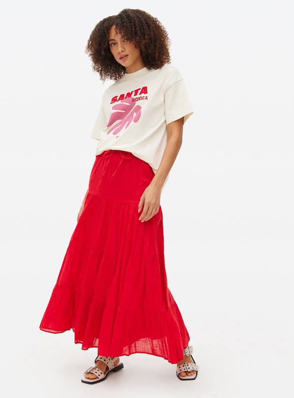 Red Maxi Boho Full Skirt 8