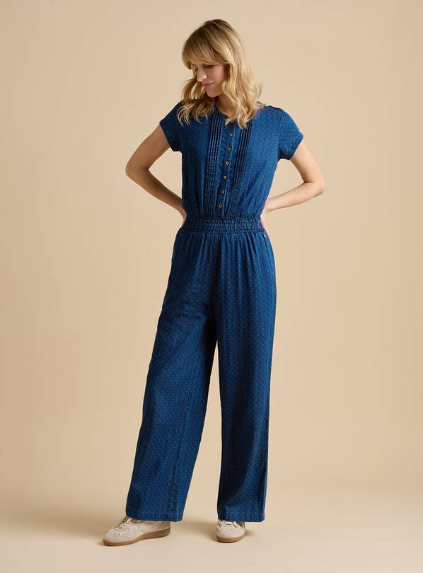 BRAKEBURN Spot Denim Wide Leg Jumpsuit 16