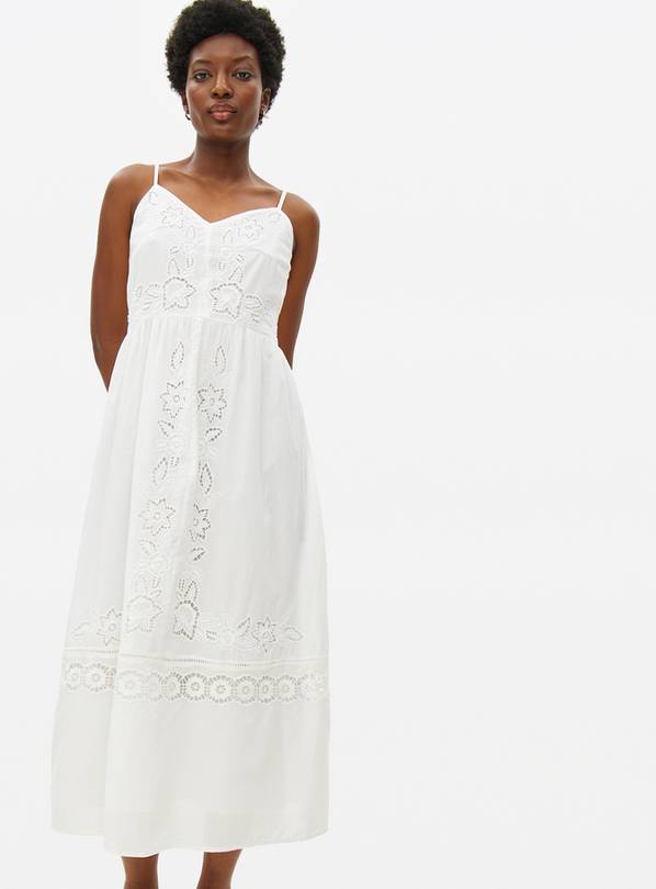 White Cutwork Midaxi Strappy Dress 10
