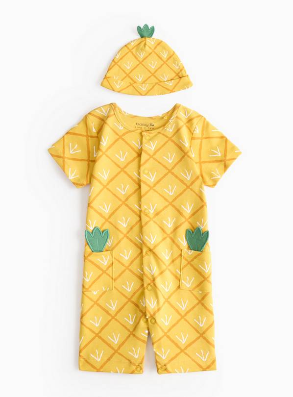 Novelty Pineapple Print Romper & Hat 18-24 months