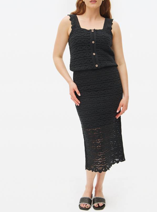 Black Crochet Co-ord Midi Skirt XL