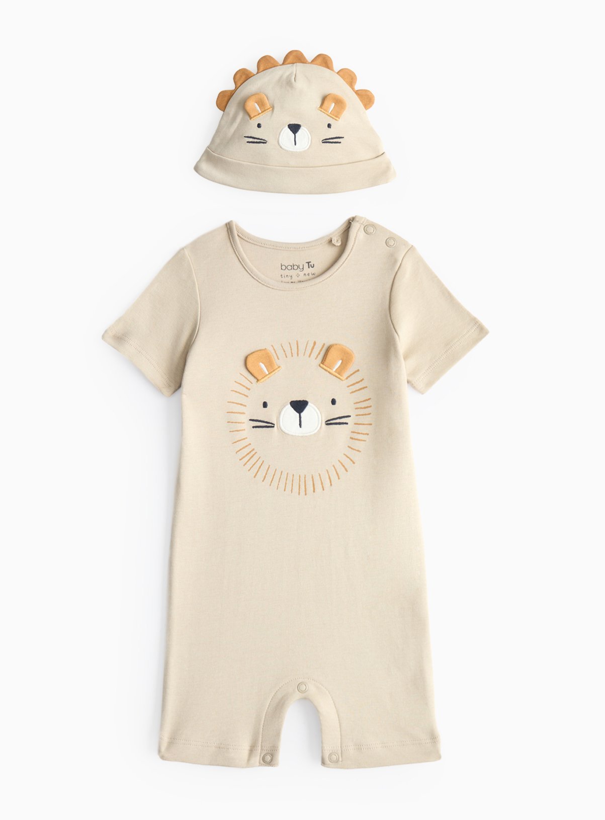 Brown Lion Novelty Romper & Hat Set (Up To 3 Mths) - Tu by Sainsbury's