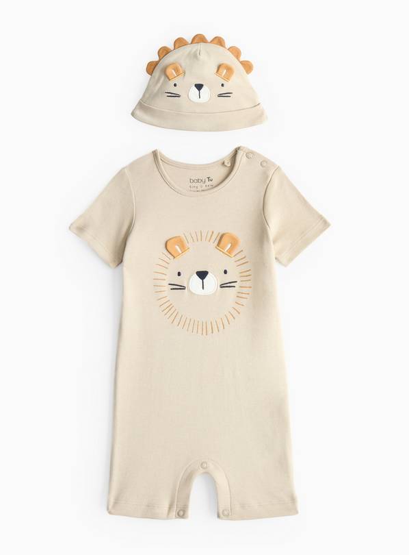 Brown Lion Novelty Romper & Hat Set Newborn