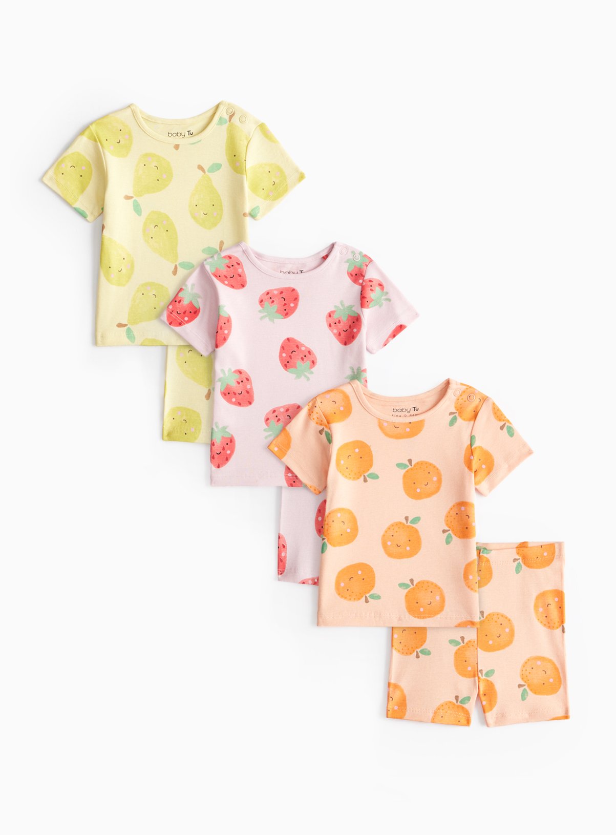 Fruit Faces Printed Pyjama Sets 3 Pack 9-12 months