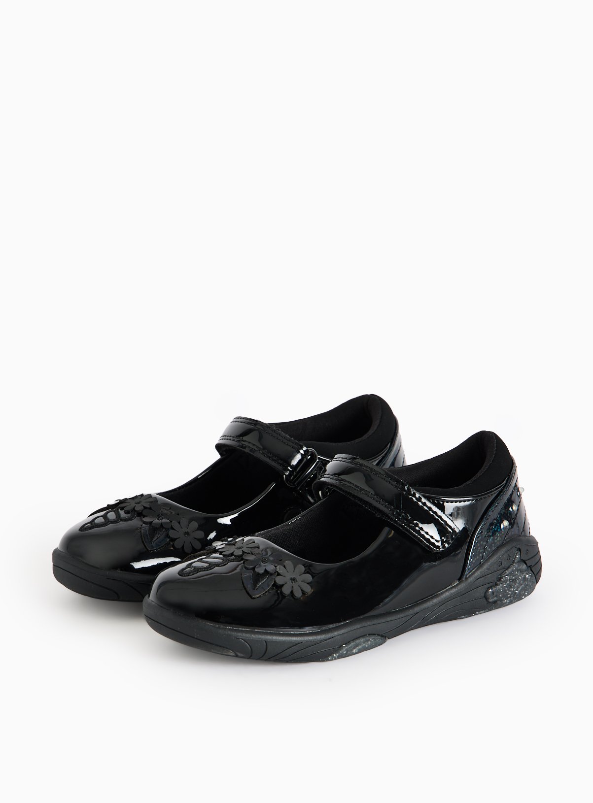 Black Black Patent Iridescent Light Up Mary-Jane School Shoes - Tu by Sainsbury's