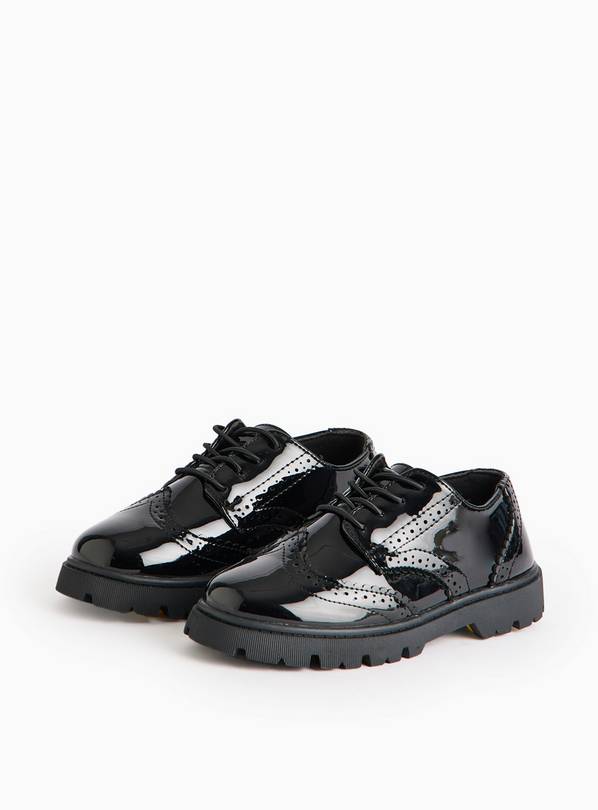 Magic Feet Patent Black Brogue Shoes 10 Infant