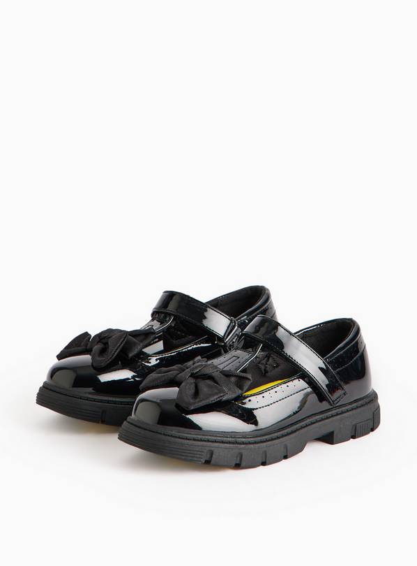 Magic Feet Wide Fit Patent Bow T-Bar School Shoes 10 Infant