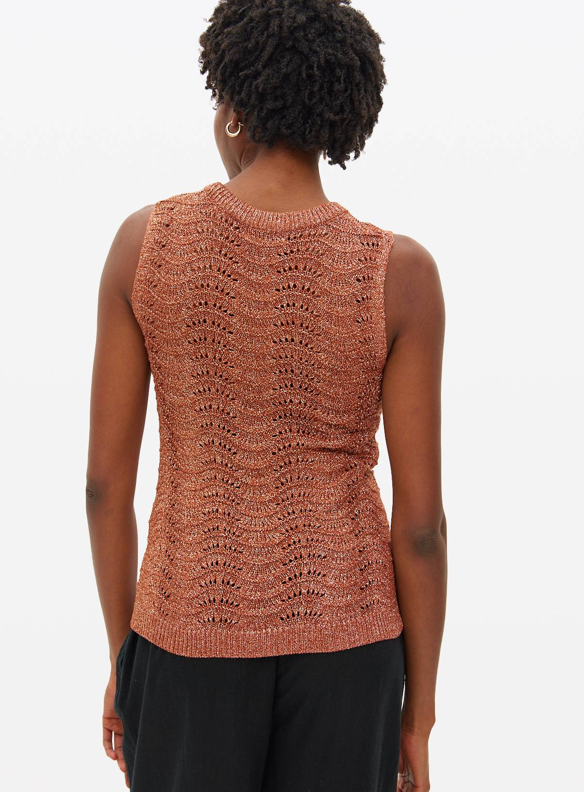 Bronze Metallic Stitch Sleeveless Vest S - Image 4