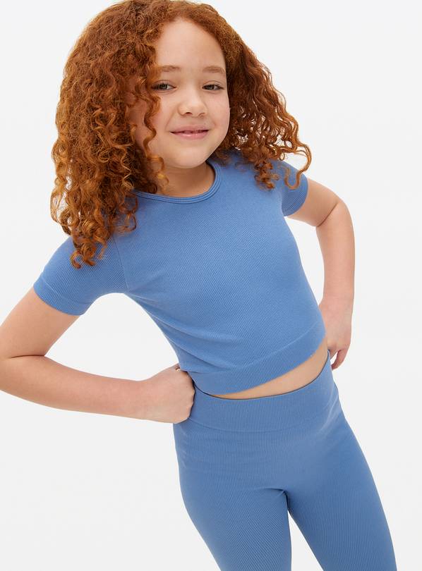 Blue Seamless Crop Top & Leggings Set 11-12 years