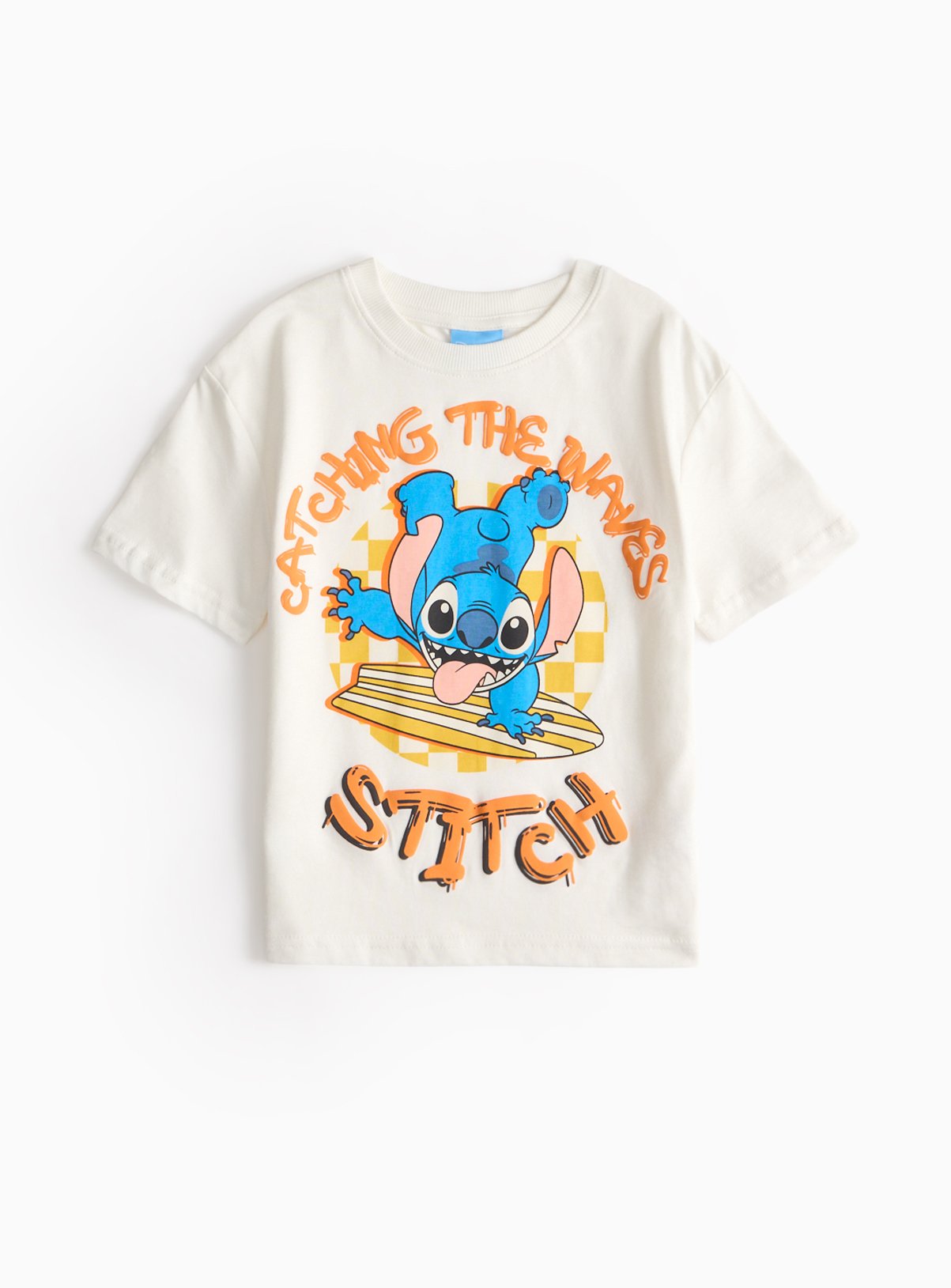 White White Disney Stitch Catching Waves Graphic T-Shirt (3-4 Years) - Disney by Sainsbury's