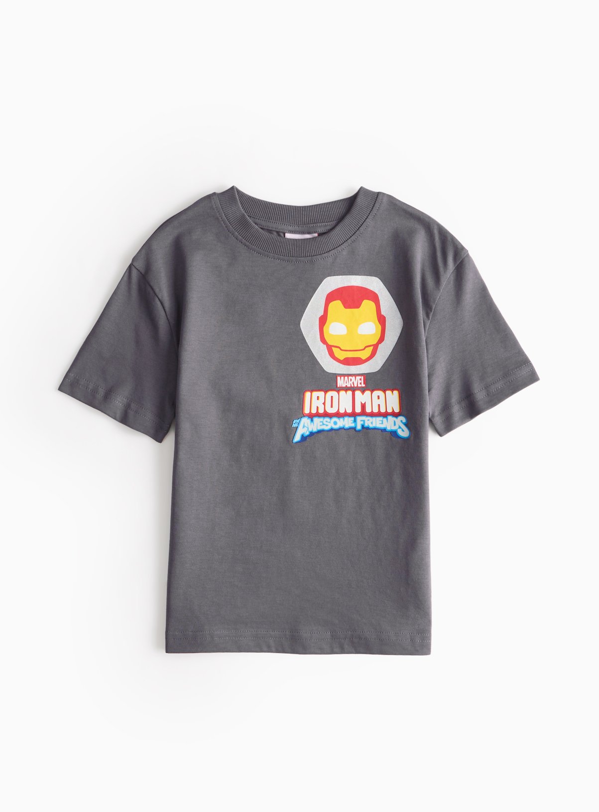 Charcoal Charcoal Iron Man Awesome Friends Print T-Shirt (2-3 Years) - Disney Marvel by Sainsbury's