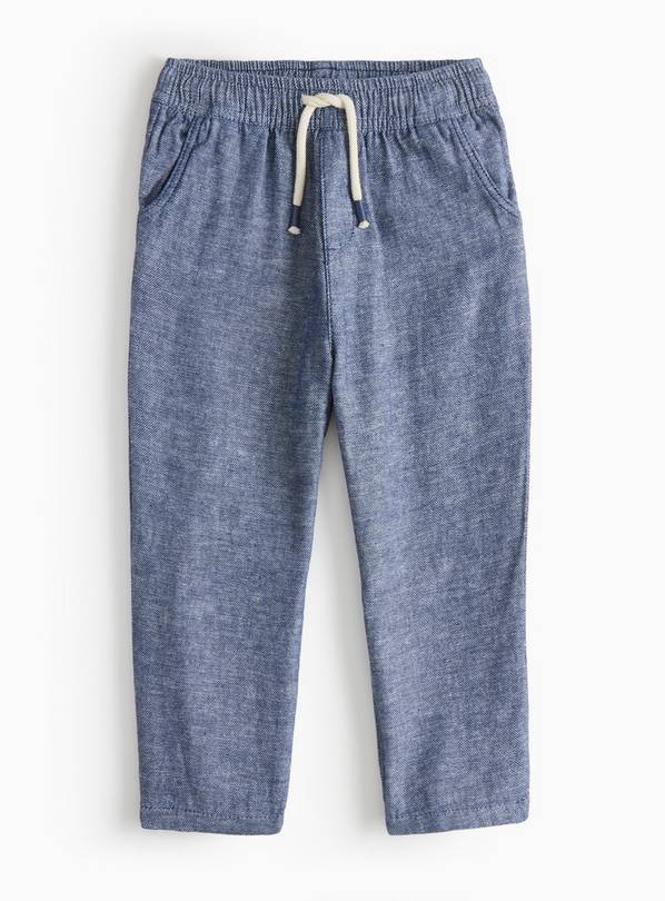 Blue Linen Blend Trousers  2-3 years