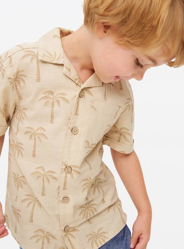 Beige Palm Print Resort Shirt 2-3 years
