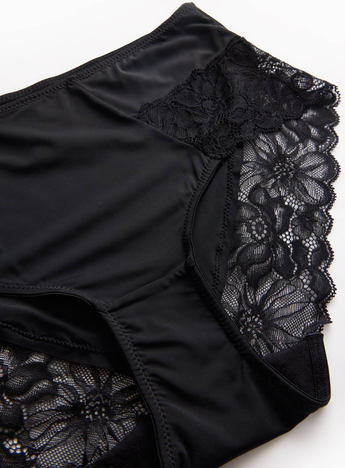 Black Floral Lace Midi Knickers 3 Pack 10 - Image 3