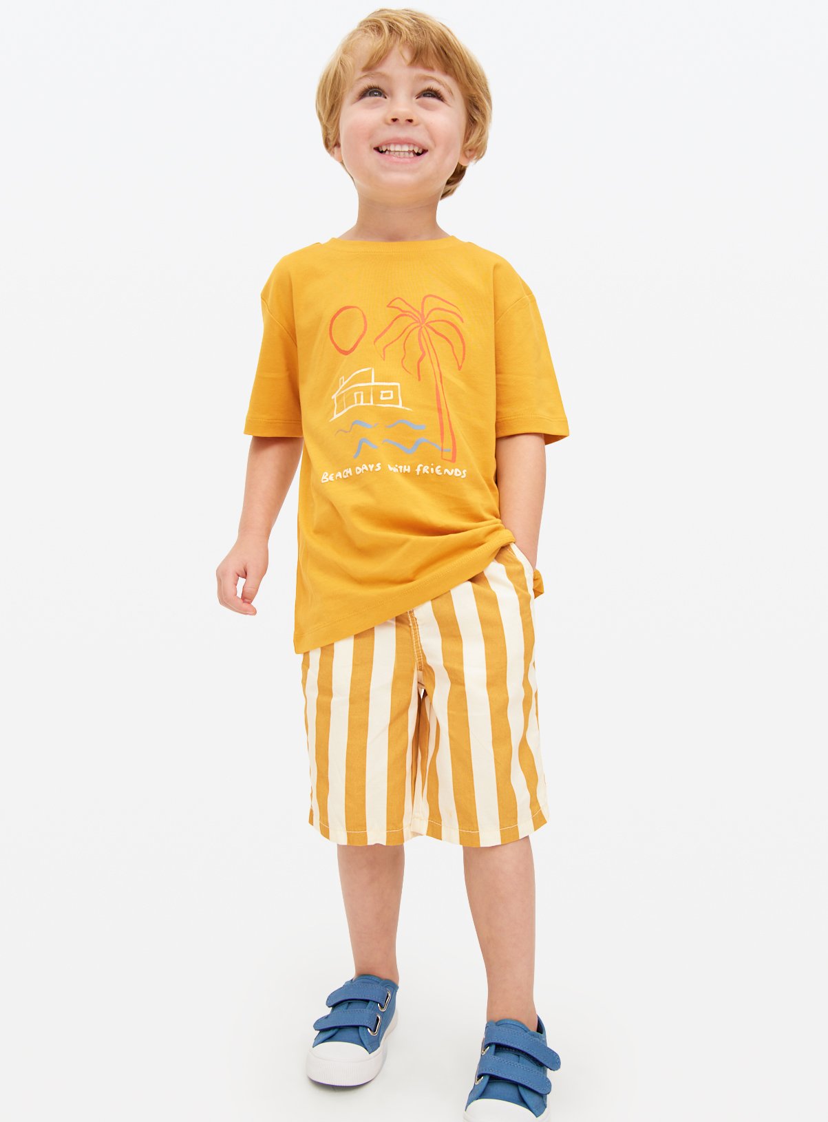 Cream Cream Yellow T-Shirt & Stripe Shorts Set (1-2 Years) - Tu by Sainsbury's