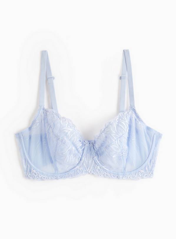 DD+ Blue Floral Lace Mesh Underwired Bra  36GG
