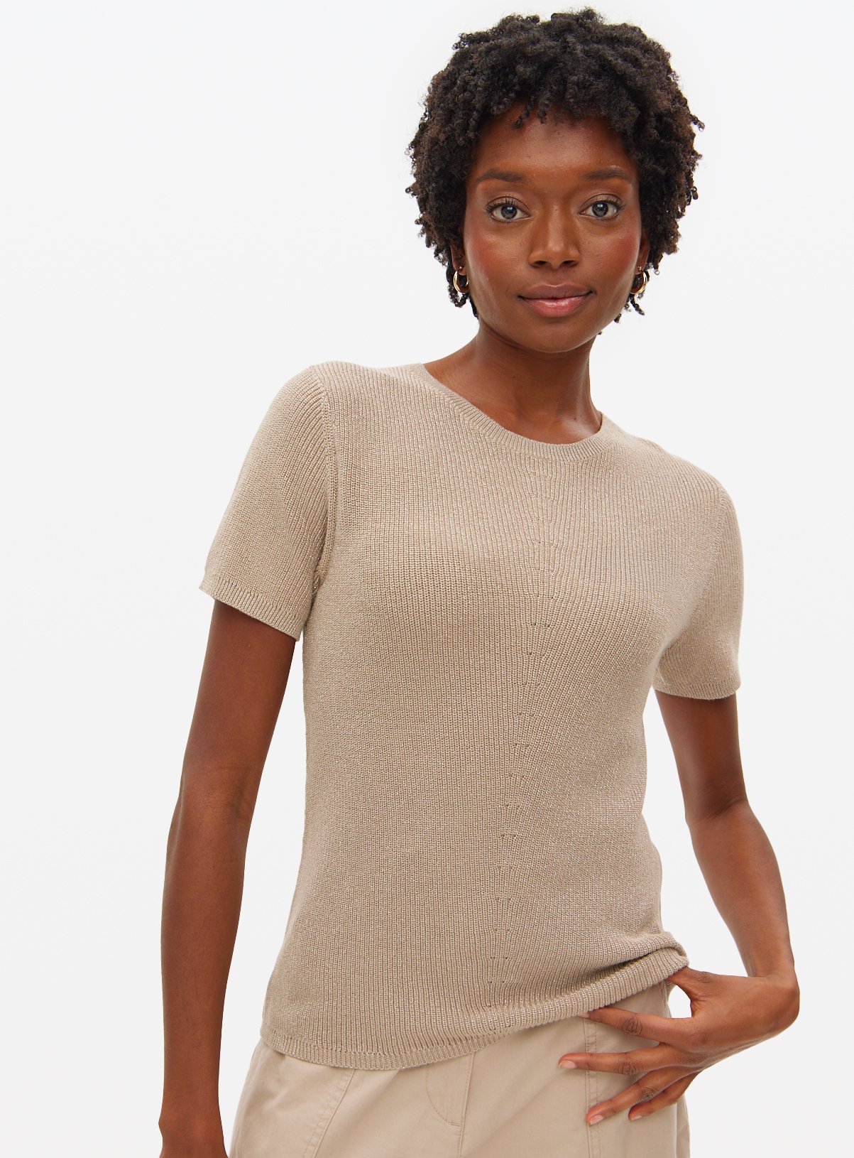 Bronze Shimmer Ribbed T-Shirt