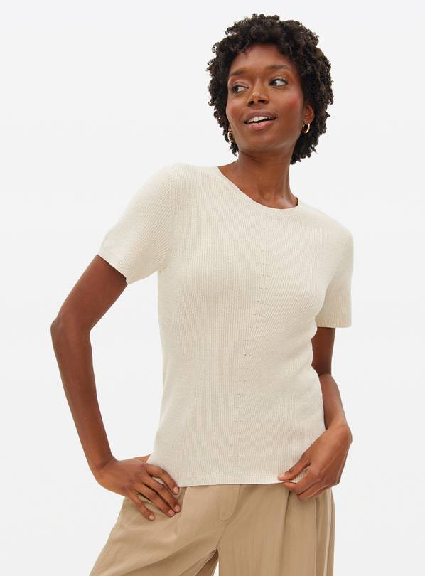 Neutral Shimmer Ribbed T-Shirt 12