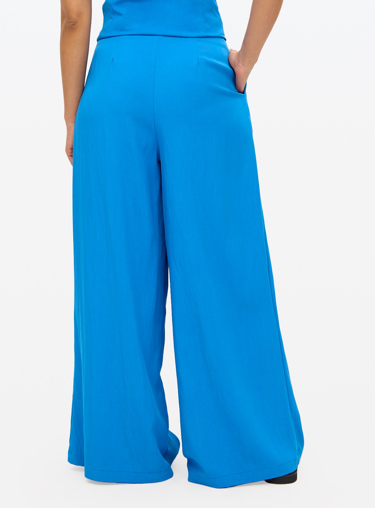 Blue Co-ord Pleated Palazzo Trousers  14L - Image 4 thumbnail