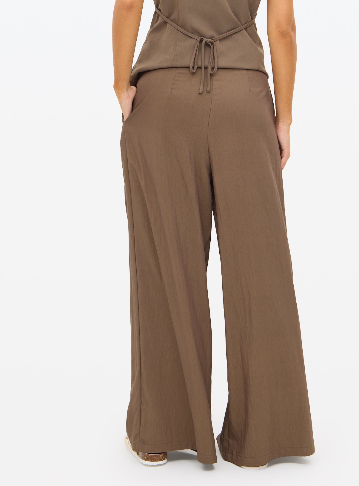 Brown Co-ord Pleated Palazzo Trousers  22L - Image 4 thumbnail