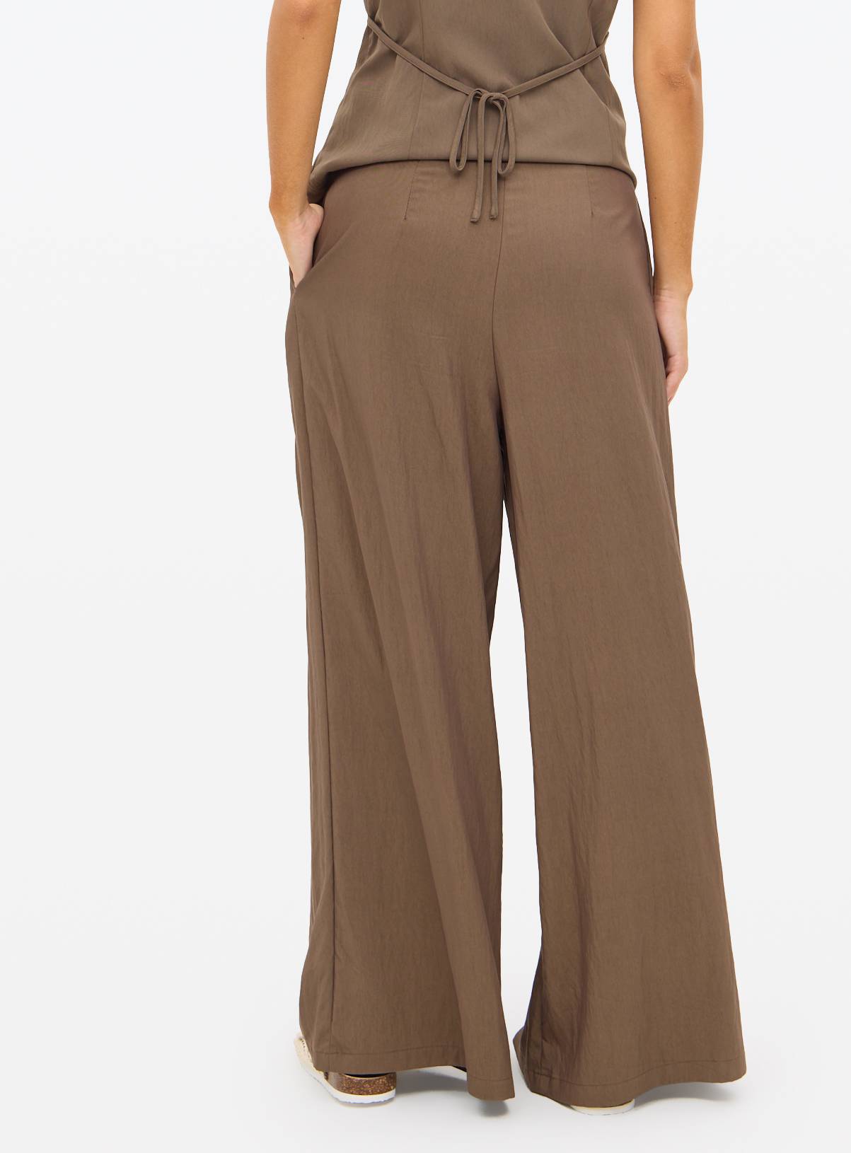Brown Co-ord Pleated Palazzo Trousers  22L - Image 4