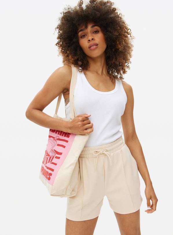 Cream Seam Detail Sweat Shorts  XXL