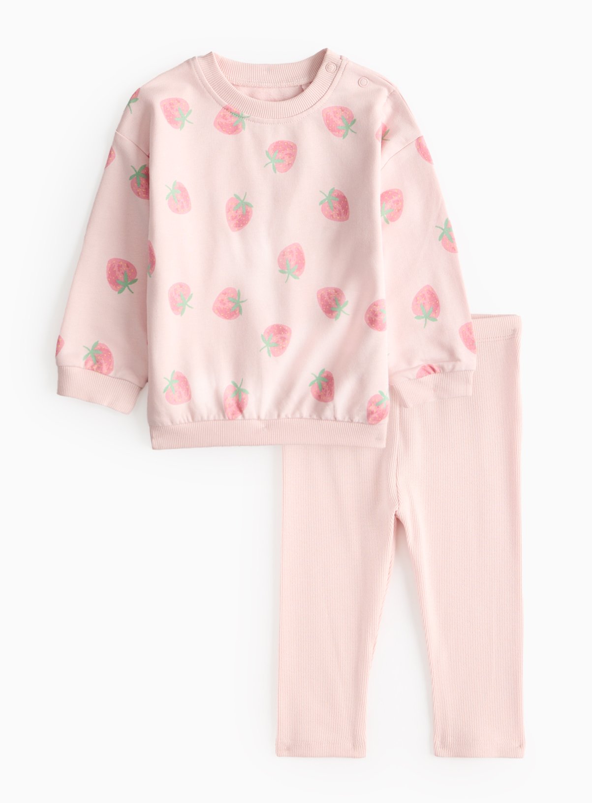Pink Pink Strawberry Print Sweatshirt & Leggings Set (18-24 Months) - Tu by Sainsbury's