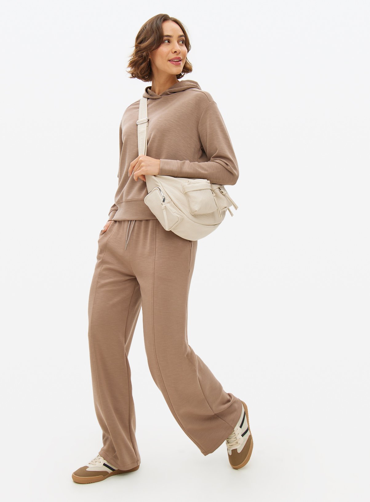 Brown Pintuck Wide Leg Co-ord Joggers  XL - Image 2 thumbnail