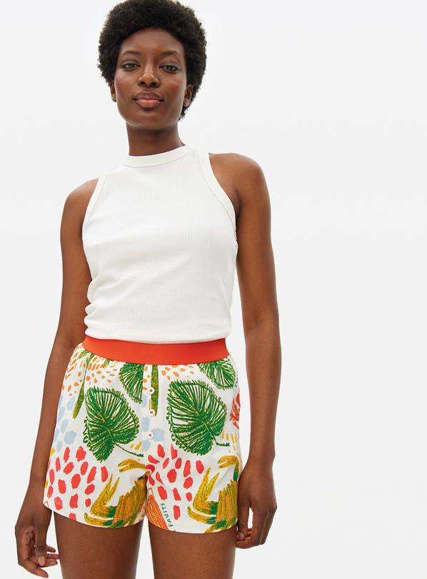 Ribbed Pyjama Vest & Printed Shorts Set S