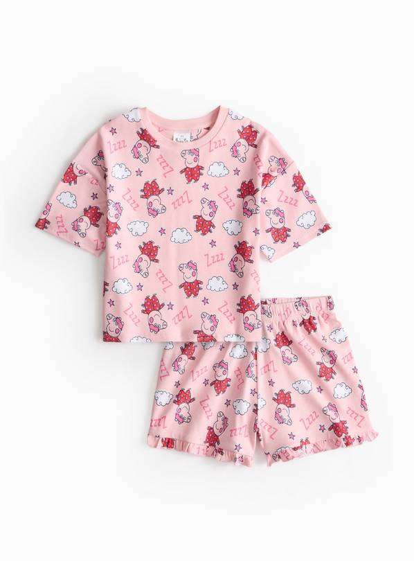 Peppa Print Printed Pink Ribbed Pyjamas 1-2 years