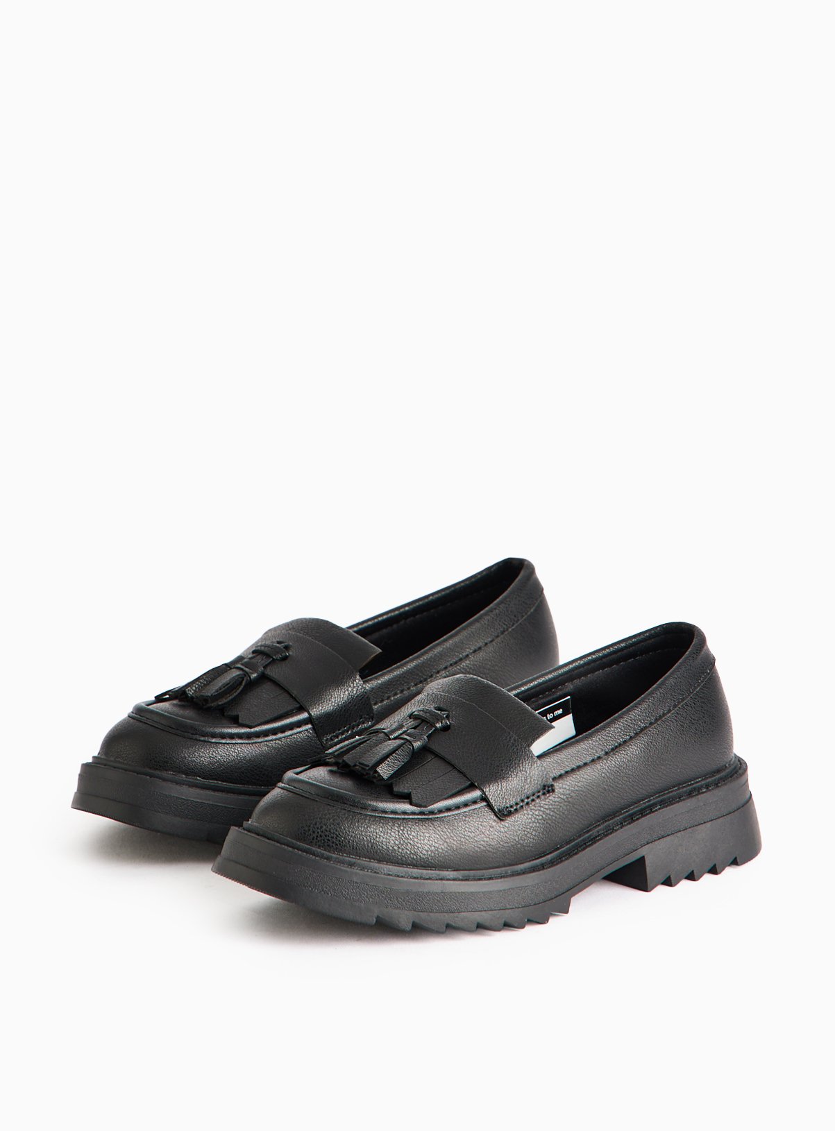 Black Black Faux Leather Chunky Sole Tassel School Loafers - Tu by Sainsbury's