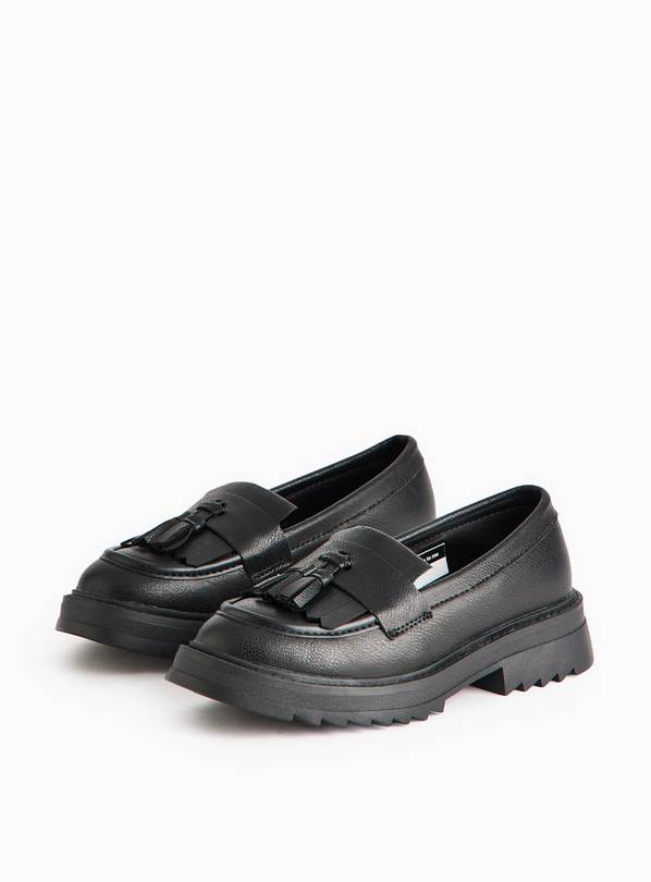 Faux Leather Chunky Sole Tassel School Loafers 1