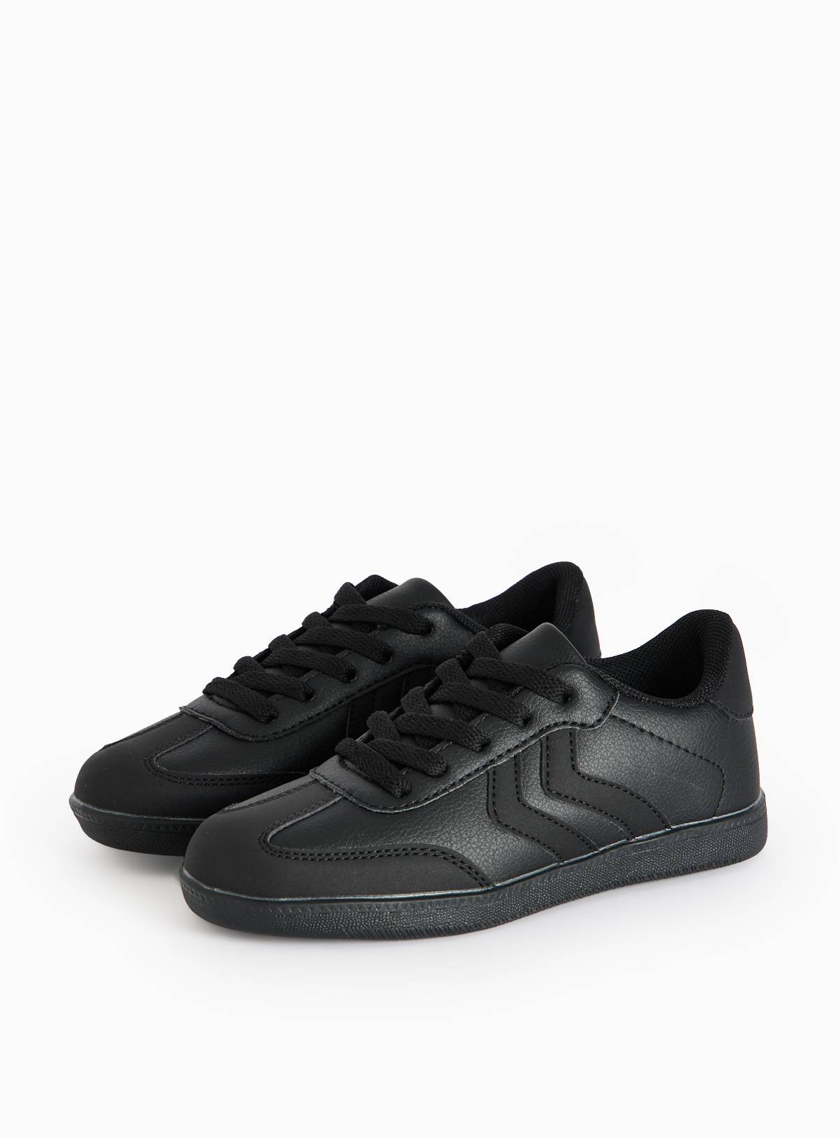 Black Faux Leather Retro Style Trainers 1 - Image 1