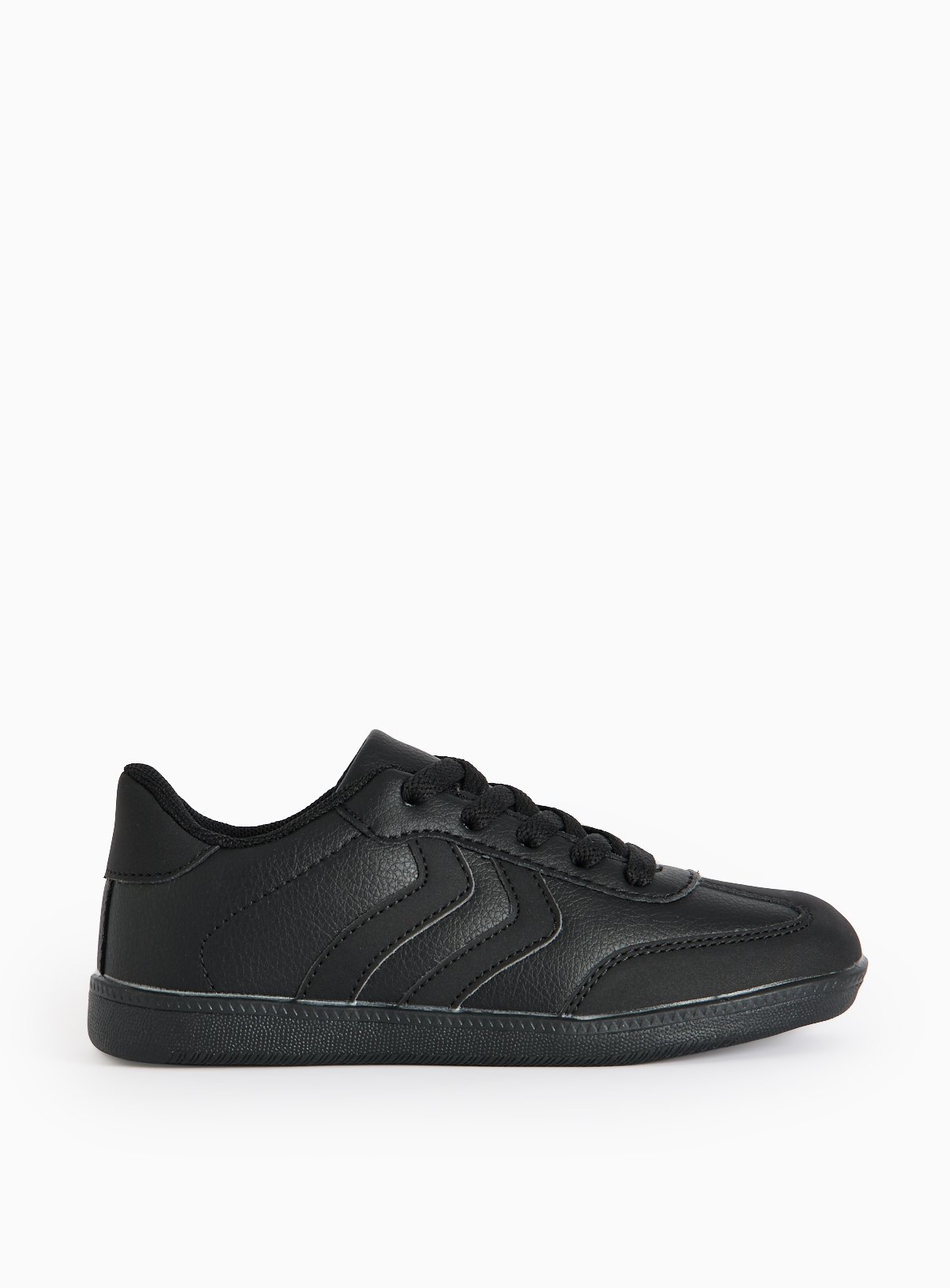 Black Faux Leather Retro Style Trainers 1 - Image 2 thumbnail