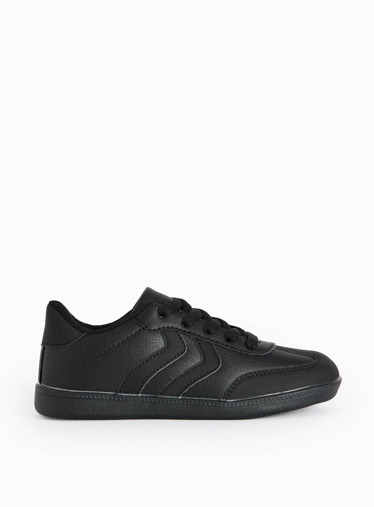 Black Faux Leather Retro Style Trainers 1 - Image 2