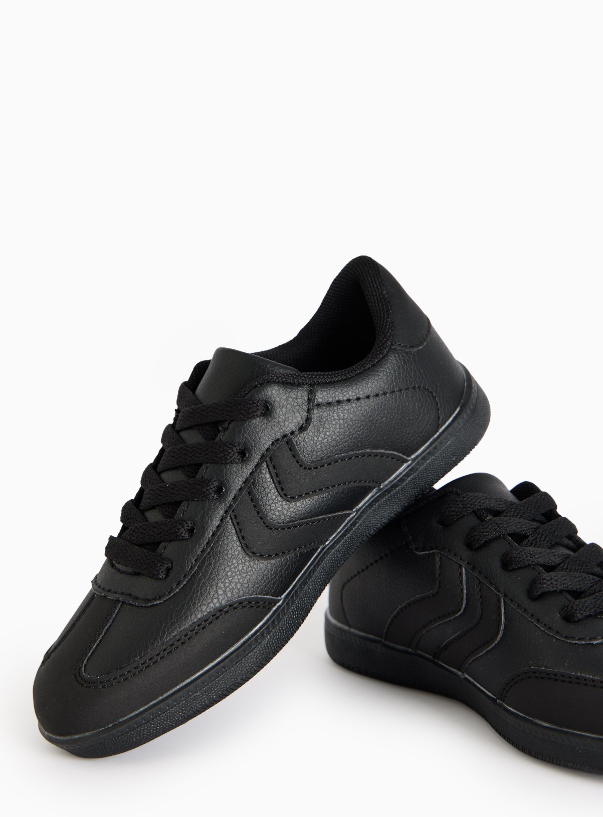 Black Faux Leather Retro Style Trainers 1 - Image 3 thumbnail