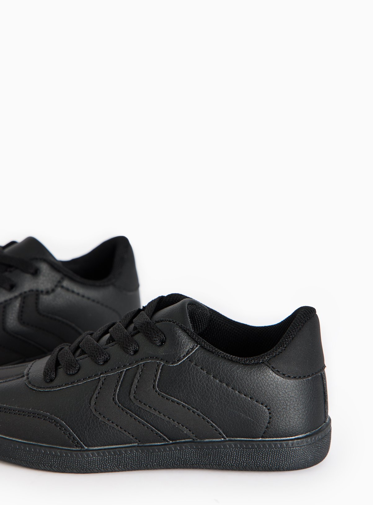 Black Faux Leather Retro Style Trainers 1 - Image 4 thumbnail