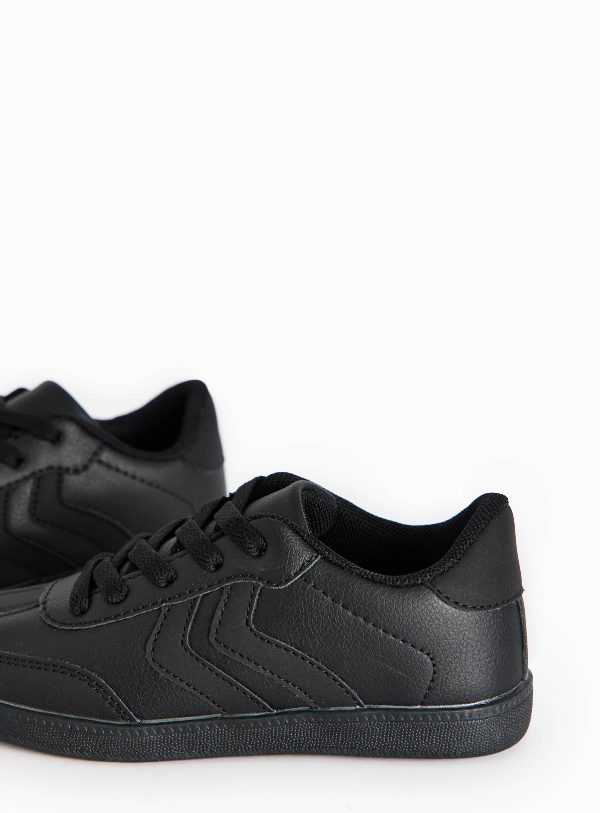 Black Faux Leather Retro Style Trainers 1 - Image 4