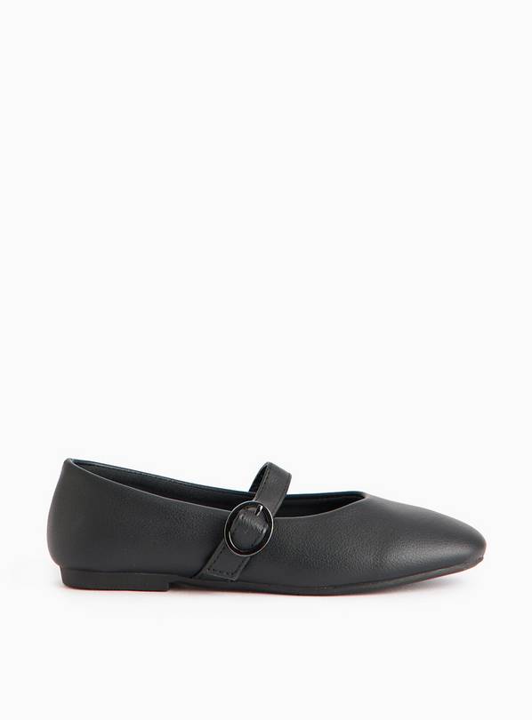 Black Faux Leather Strap Ballerina Shoes 12 Infant