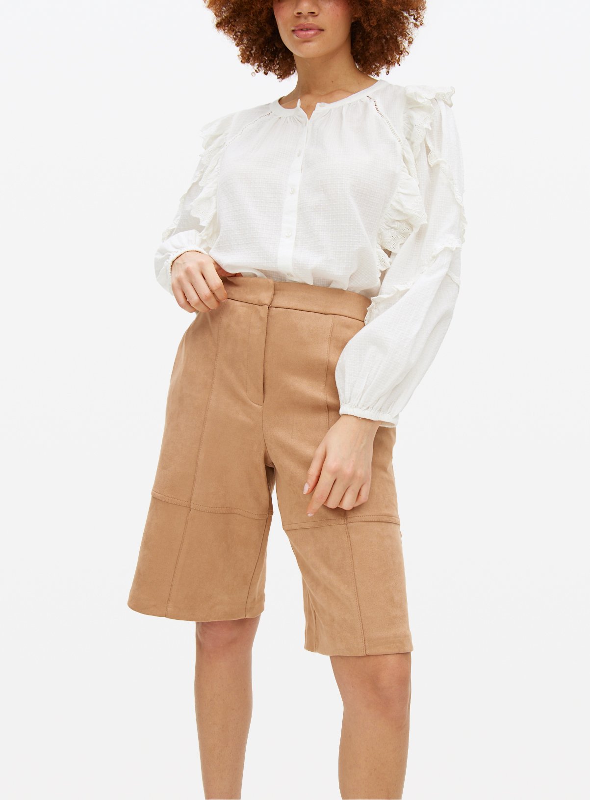 Brown Suede Look Bermuda Shorts