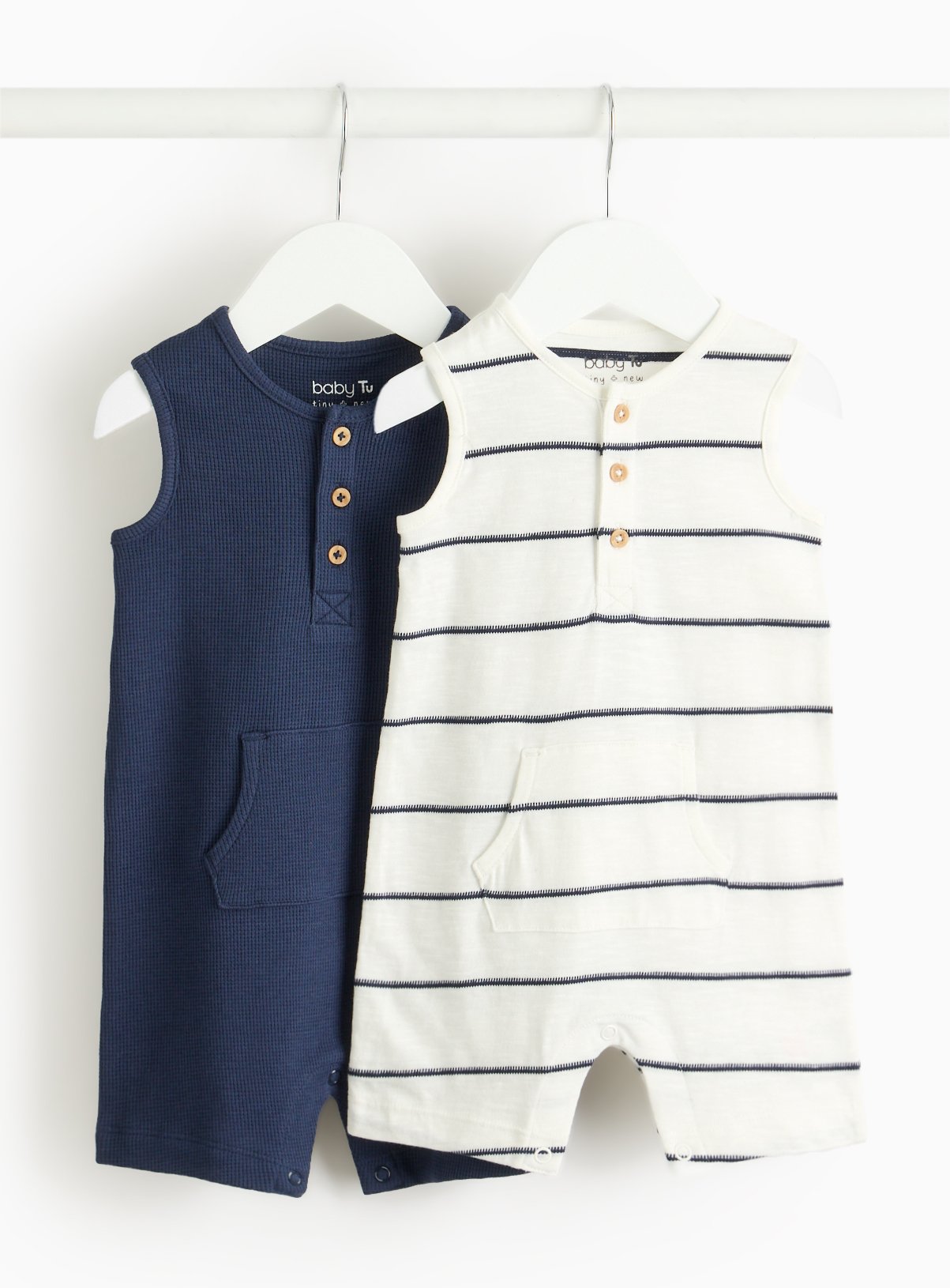 Navy & White Stripe Sleeveless Romper 2 Pack 18-24 months