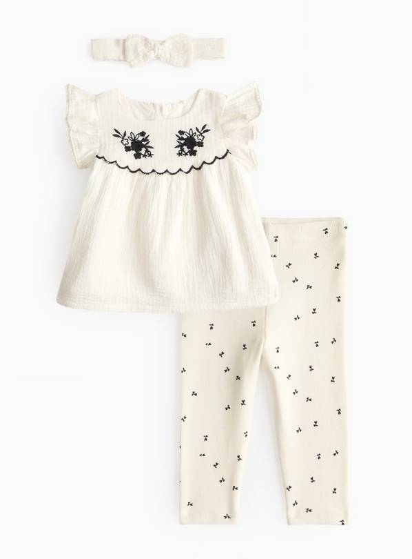 Cream Floral Top & Leggings Set 6-9 months