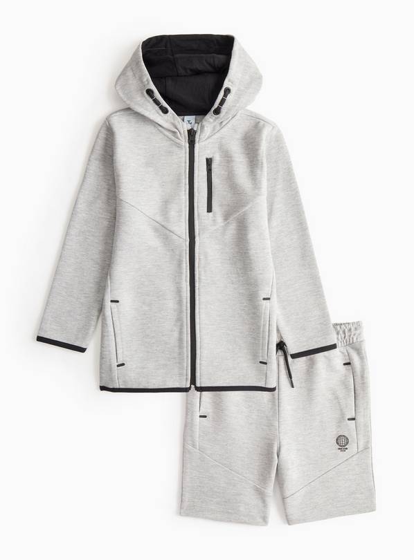 Grey Zip-Through Hoodie & Shorts Set 9 years