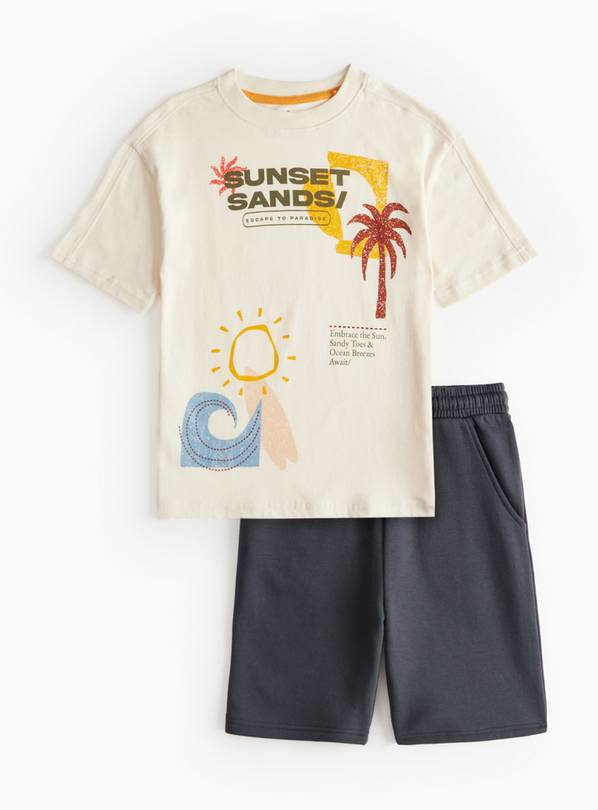 Stone Print T-Shirt & Shorts Set 5 years