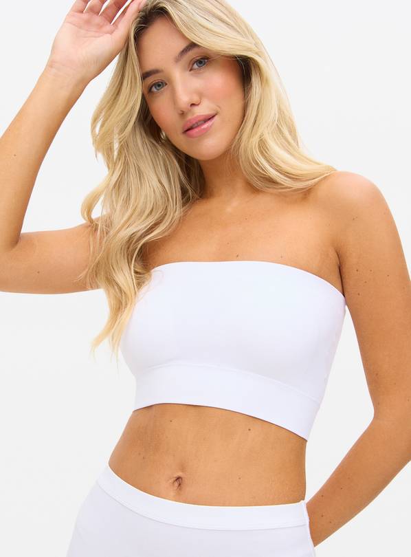 White Ribbed Seamless Bandeau XL