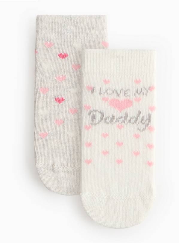 Heart Print & Slogan Socks 2 Pack 1-6 months