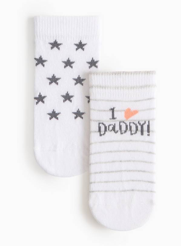 Star Print & Slogan Socks 2 Pack 6-12 months