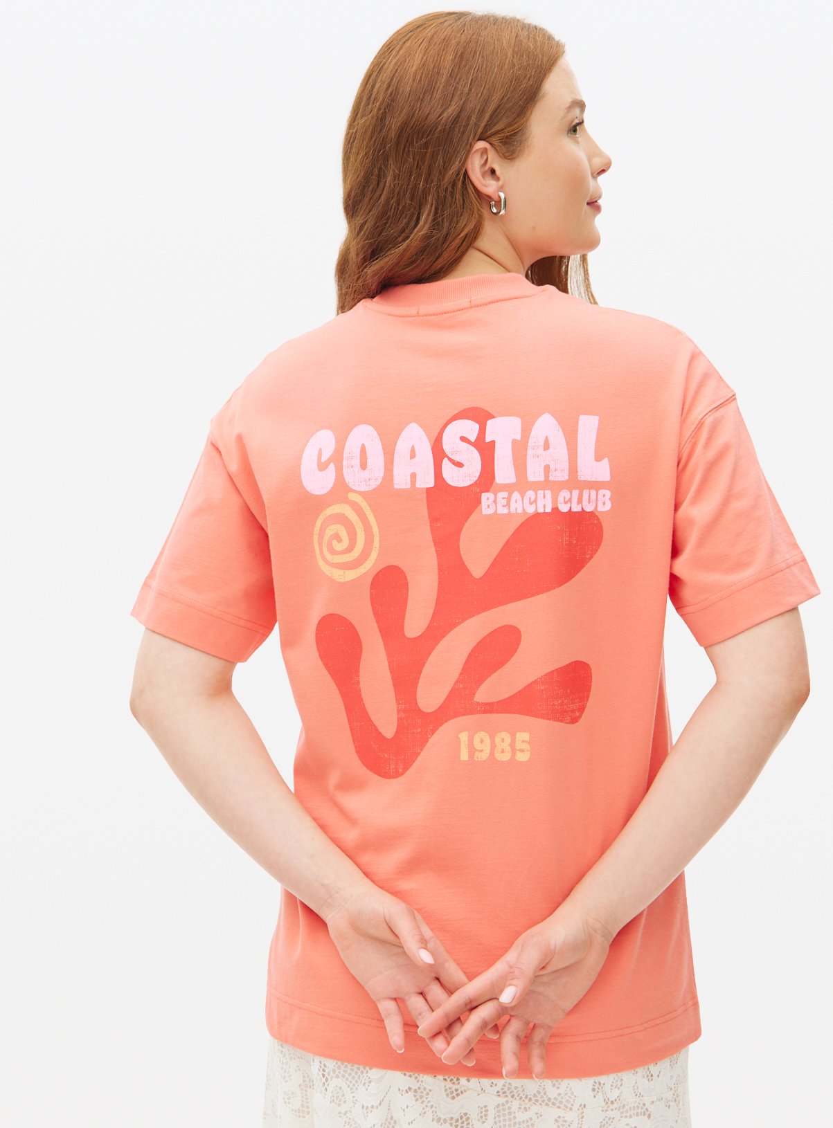 Coral Graphic Oversized T-Shirt