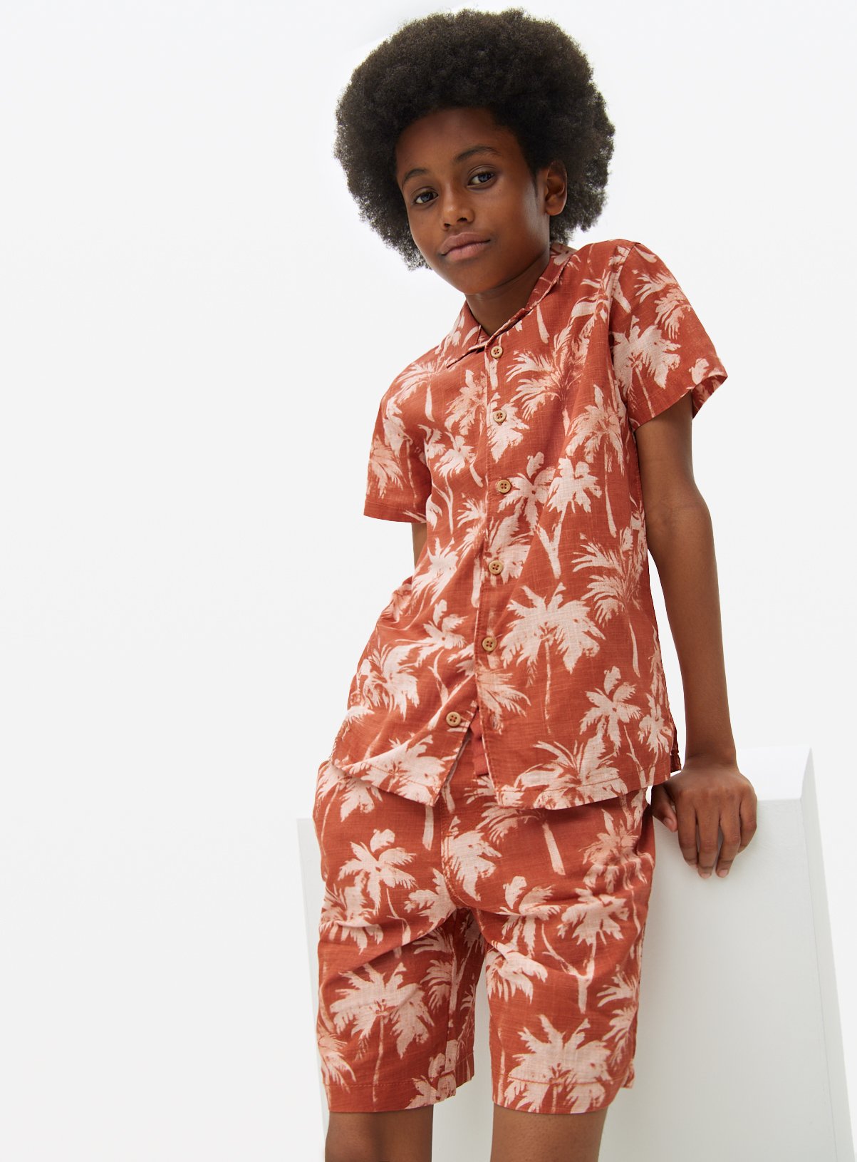Orange Orange Rust Palm Printed Shorts (8 Years) - Tu by Sainsbury's